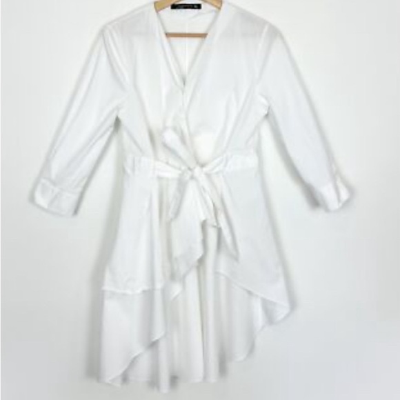 Zara white asymmetric tunic with bow - Picture 1 of 5
